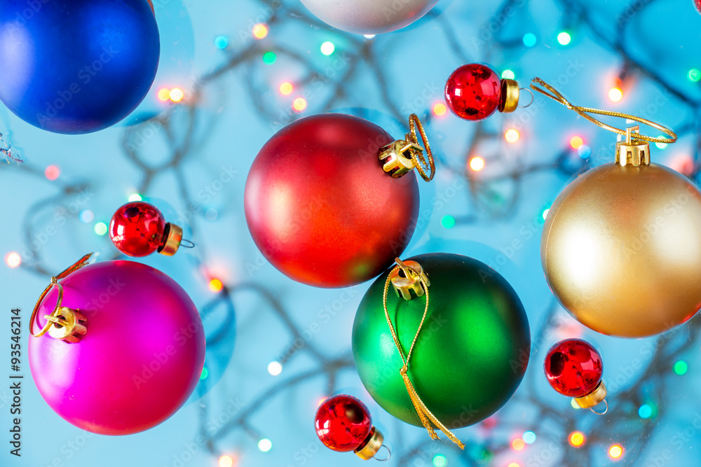 Composition of Christmas balls with garland. Composition of Christmas balls with garland.
