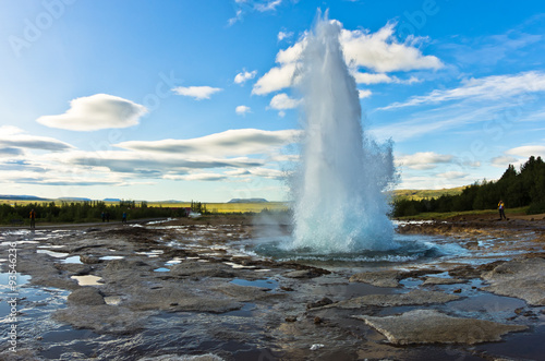 Eruption of geysir Strokkur at Haukadalur area in south Iceland
