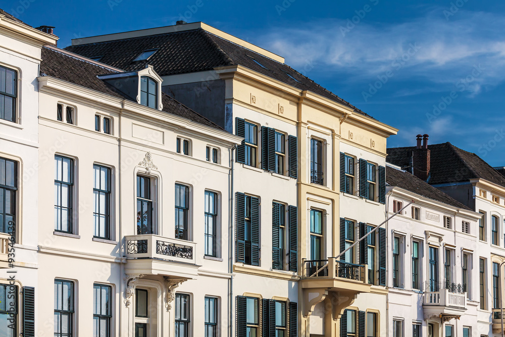 Fototapeta premium Ancient white houses in the Dutch city of Zutphen