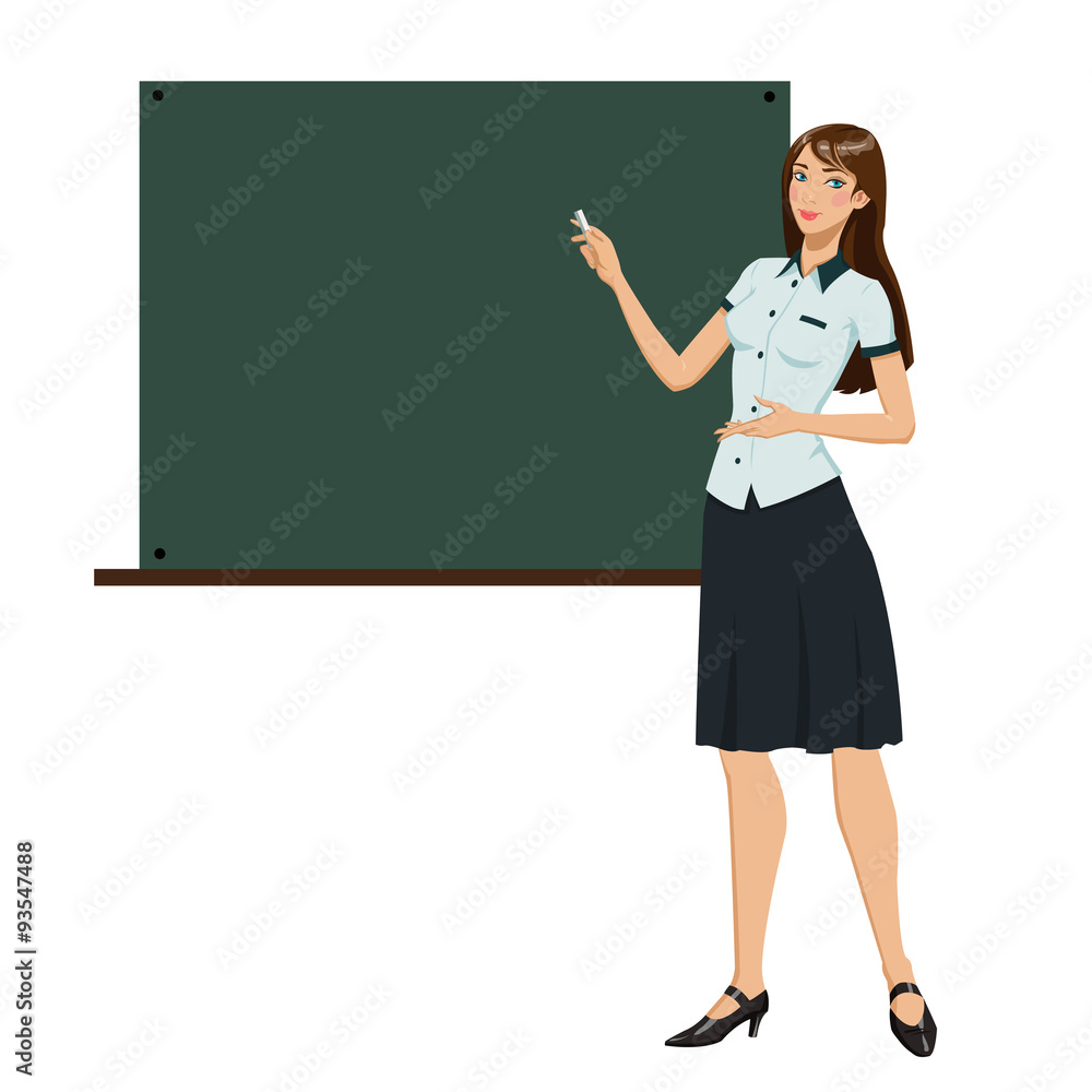 Teacher in front of chalkboard Teacher in front of chalkboard