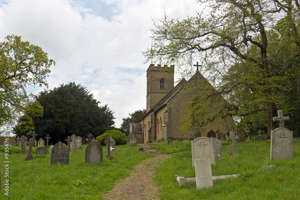 Old church and graveyard in England, UK