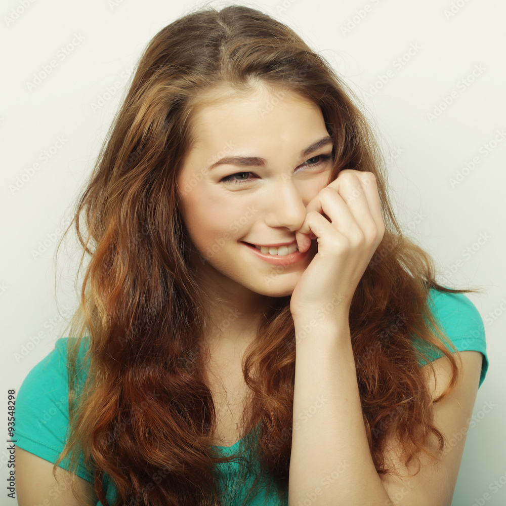 Fototapeta premium Beautiful young surprised woman. 