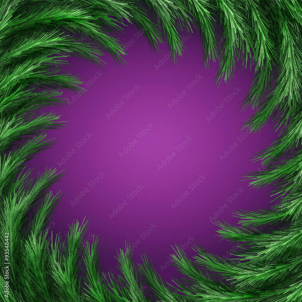 Christmas green  framework isolated on purple background