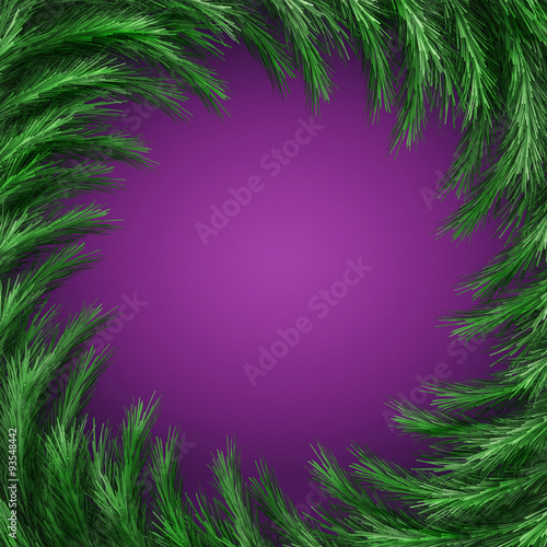 Christmas green framework isolated on purple background