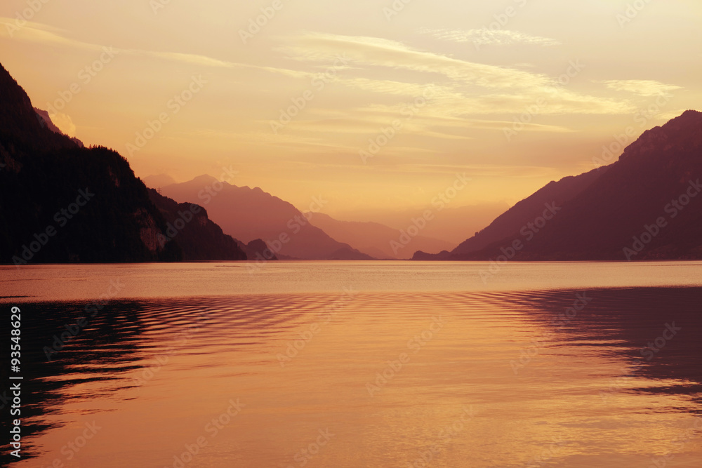 swiss lake sunset
