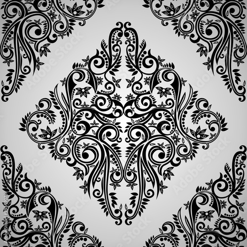 Wallpaper Batik Abstract Tile with Swirl