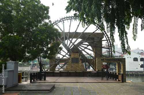 The Ancient Wooden Water Wheel near the Melaka River