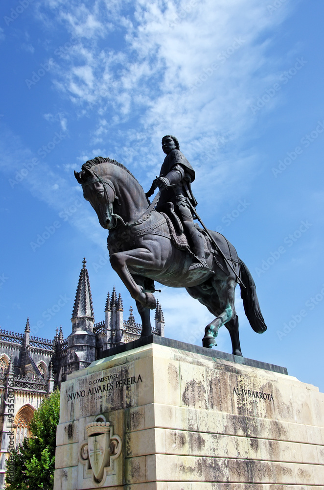 Batalha Monastery. Nuno Alvares Pereira equestrian statue. Batalha Monastery. Nuno Alvares Pereira equestrian statue.
