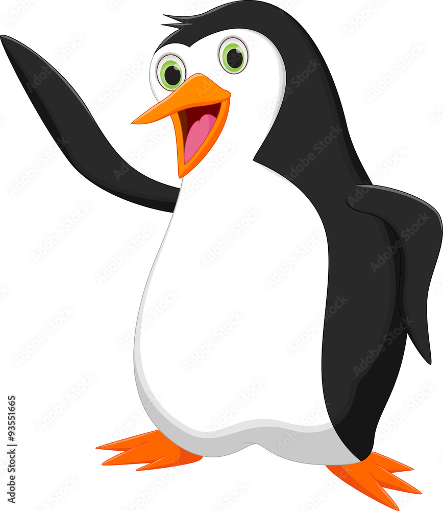 Obraz premium Cute penguin cartoon waving
