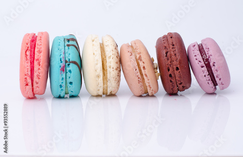 colorful macarons isolated on white