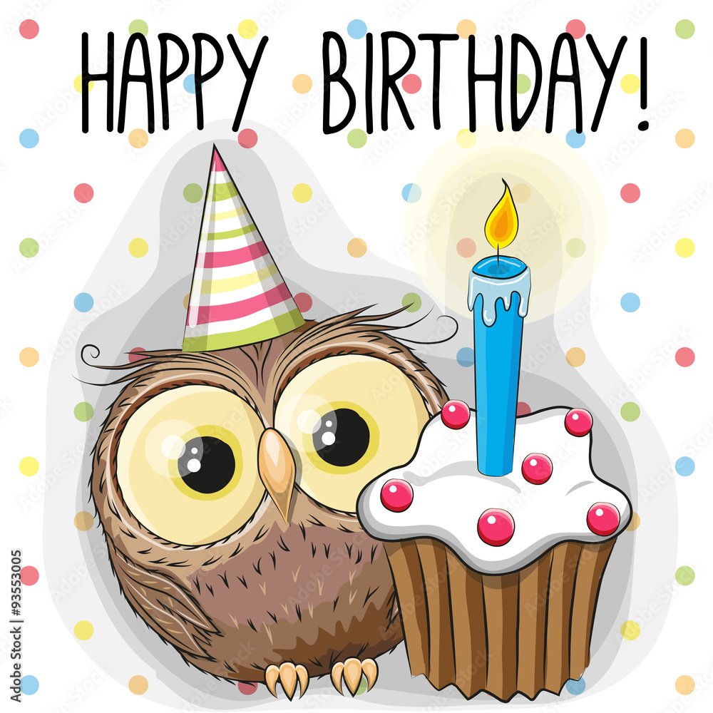 Obraz premium Owl with cake