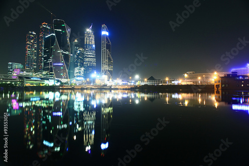 Canvas Print city skyline city lights moscow city landscape