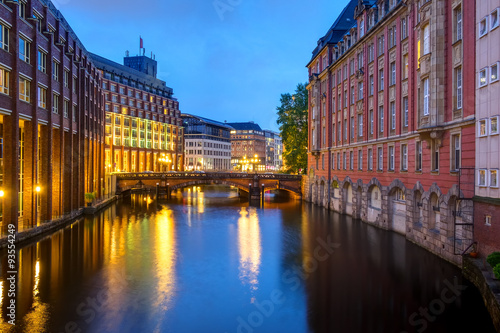 One of the canals in Hamburg at dawn