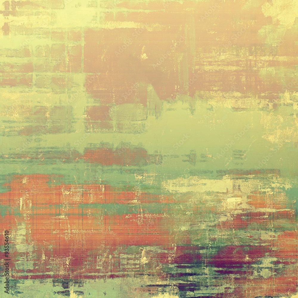 Old-style background, aging texture. With different color patterns: yellow (beige); brown; green; red (orange)