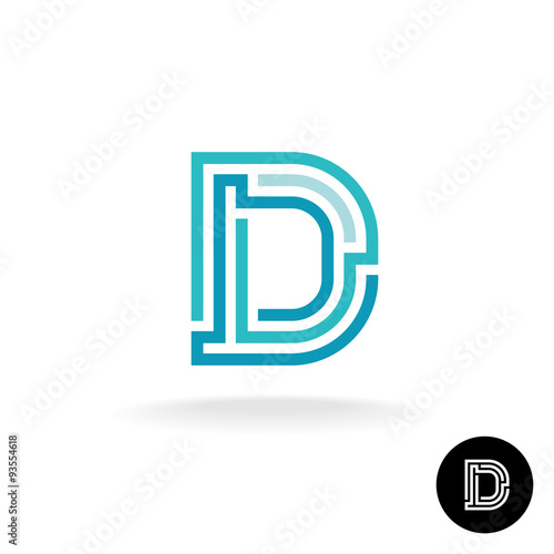 Letter D technical logo. Line elements style.