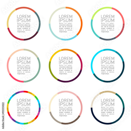 Color circle sector badges set