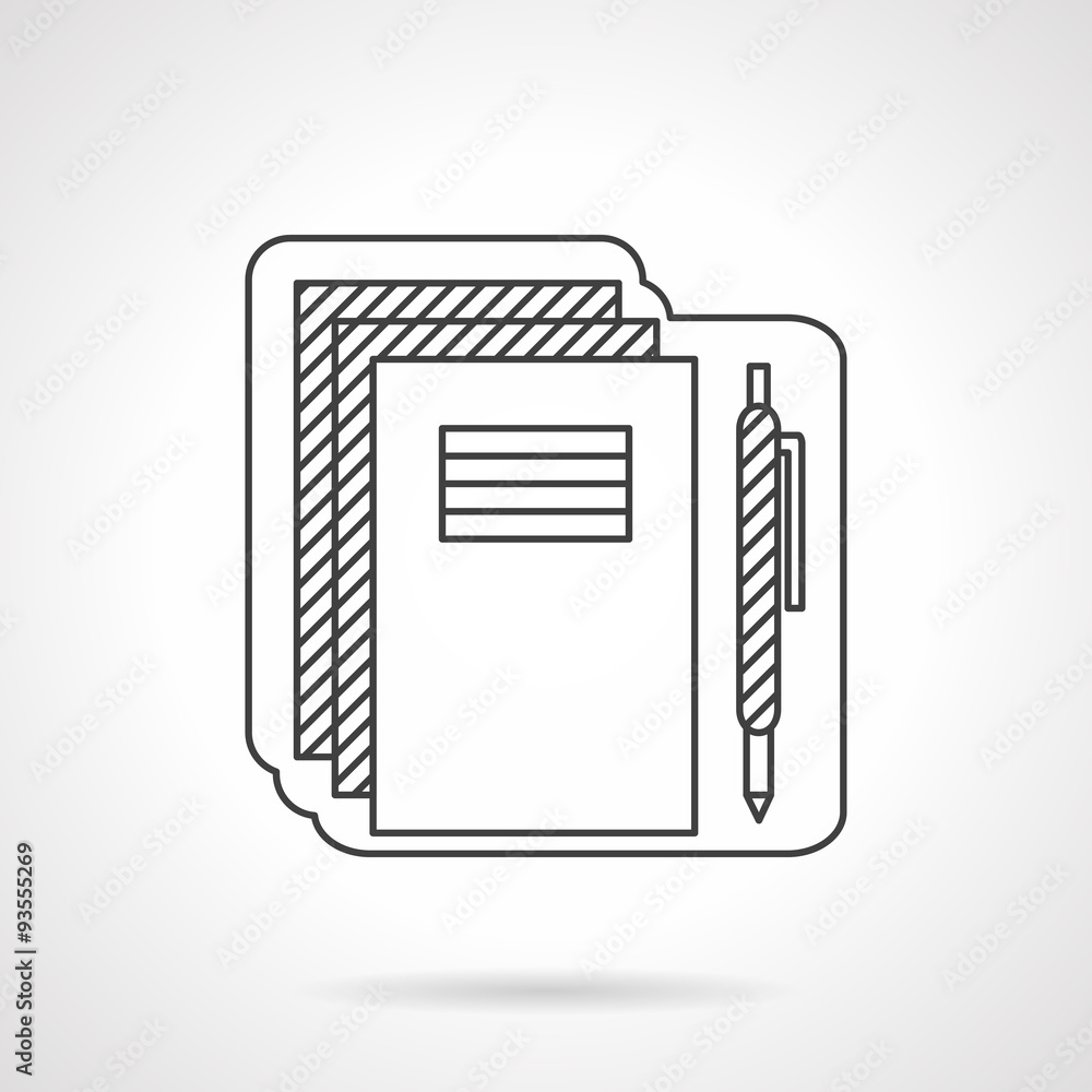 School supplies flat line vector icon. School supplies flat line vector icon.