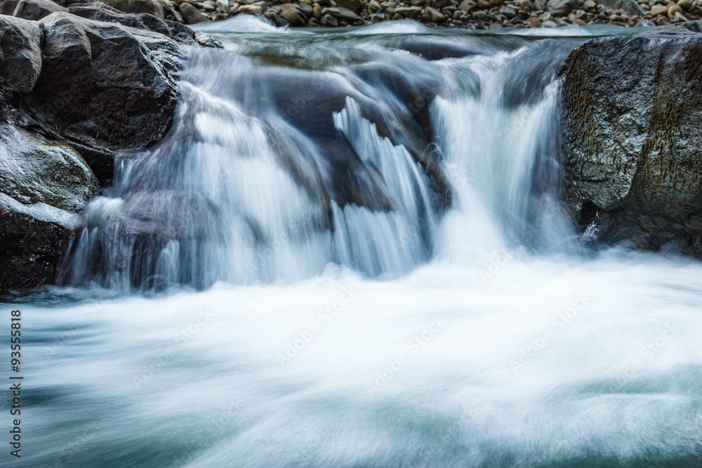 Beautiful landscape rapids on a mountains river.