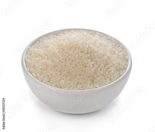 rice in a bowl isolated on white background