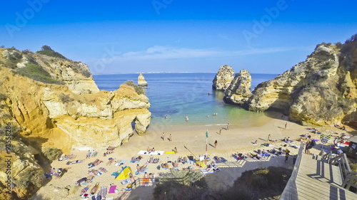 LAGOS, PORTUGAL - SEPTEMBER 25, 2015: Beautiful beach Praia do Camilo, Lagos city, Algarve region, Portugal