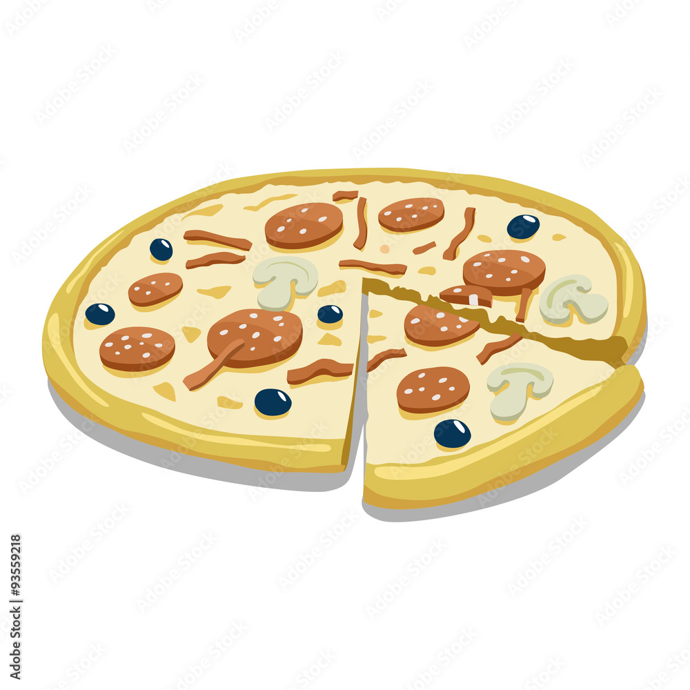Fototapeta Pizza color vector illustration
