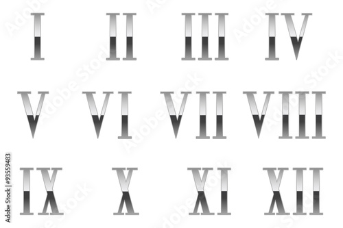Roman numerals set. Chrome numerals
