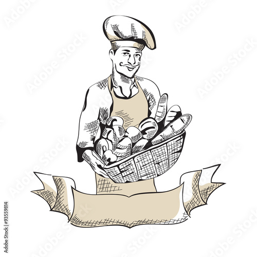 Baker man with bread