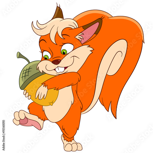 happy squirrel with an acorn