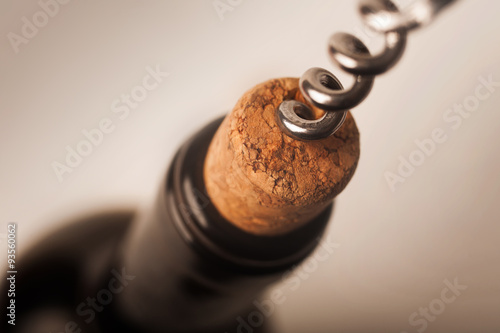 corkscrew in stopper from bottle