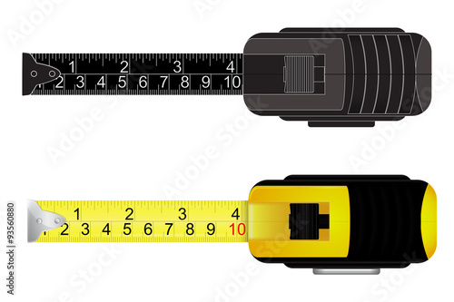 Roulette measure. Yellow building tool.