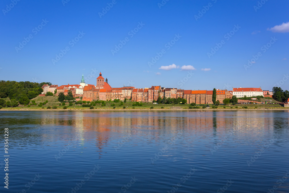 Grudziadz city granaries at Vistula river, Poland