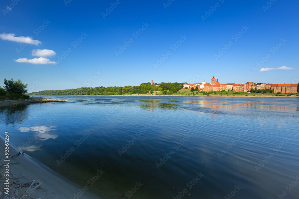 Grudziadz city granaries at Vistula river, Poland