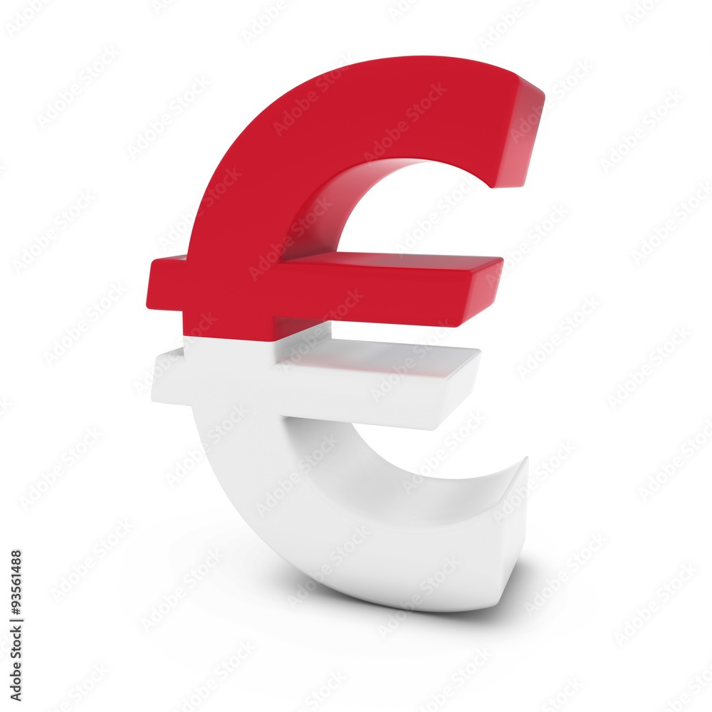 Euro Symbol textured with the Flag of Monaco Isolated on White Background Euro Symbol textured with the Flag of Monaco Isolated on White Background