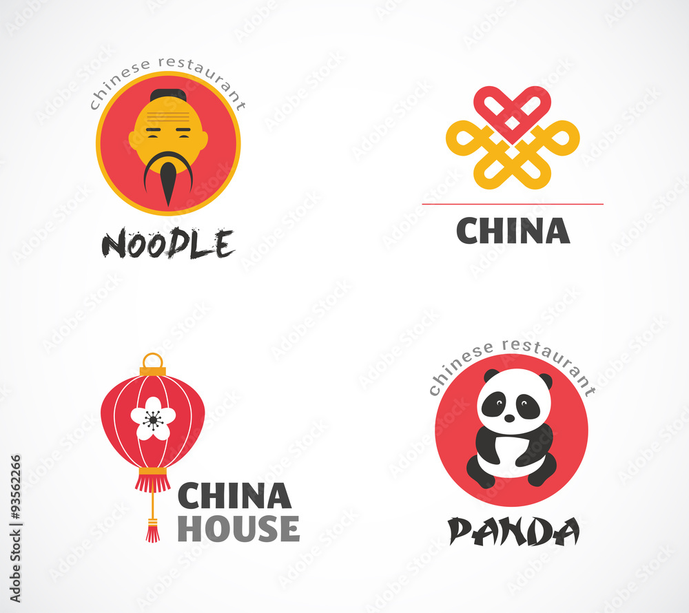 Chinese restaurant and coffee shops icons, menu Chinese restaurant and coffee shops icons, menu