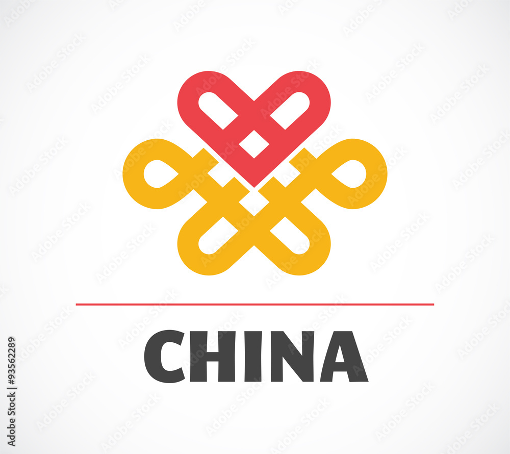 Chinese icon with element and heart Chinese icon with element and heart