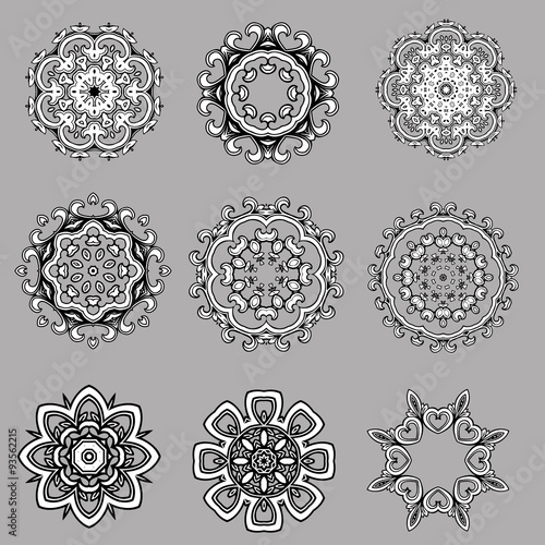 set of vector design of flowers