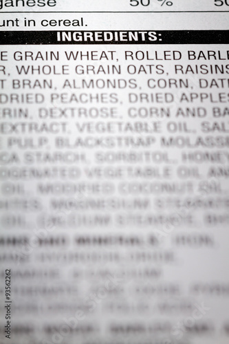 Shallow depth of Field image of Nutrition Facts