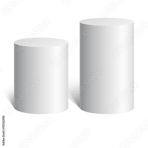 White cylinder. 3D geometric shape. mock up. Vector Illustration