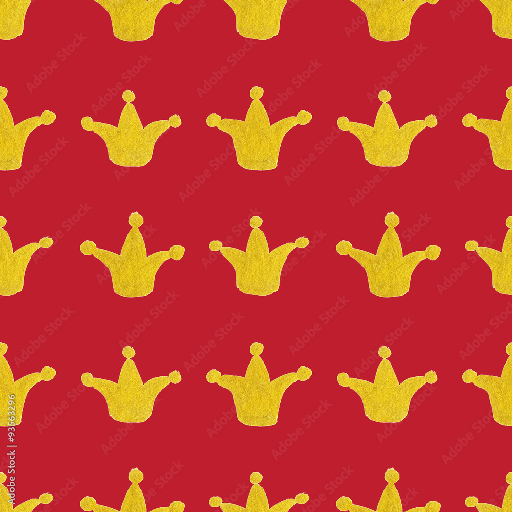 Fototapeta premium Gold golden crown seamless pattern texture background