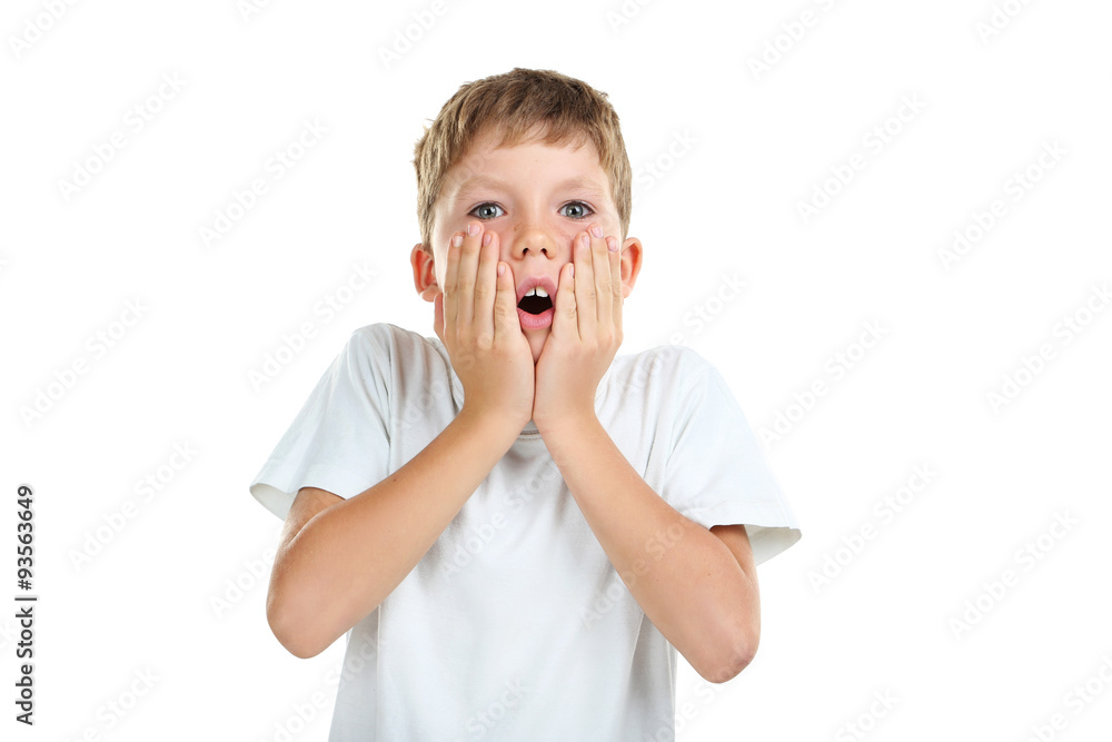 Portrait of emotional little boy on white background Portrait of emotional little boy on white background