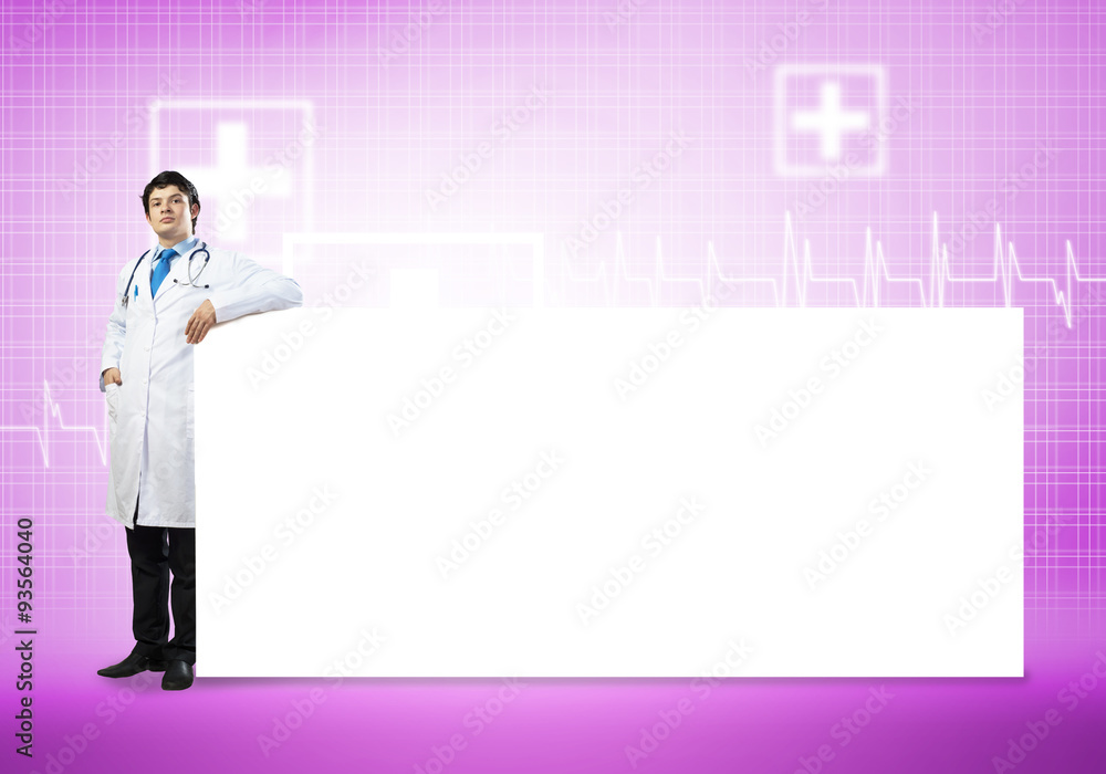 Doctor with banner Doctor with banner