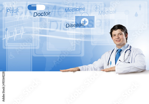 Doctor with banner