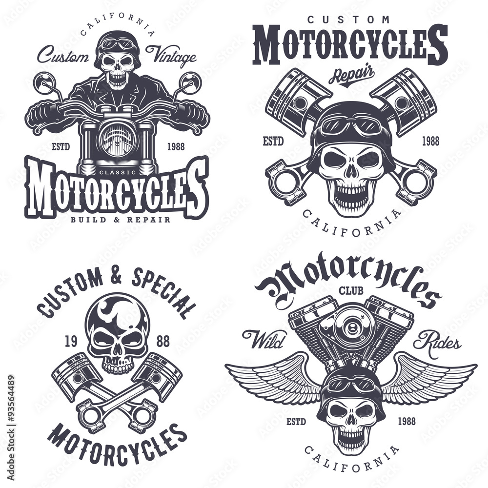 Fototapeta premium Zestaw emblematów vintage motocykl