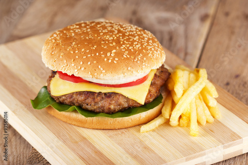 Cheeseburger and french fries