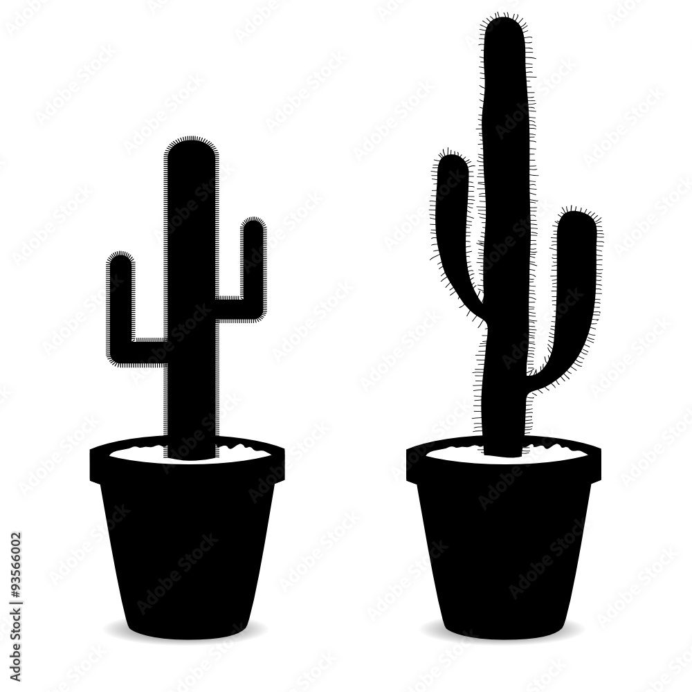 cactus in pot black vector cactus in pot black vector