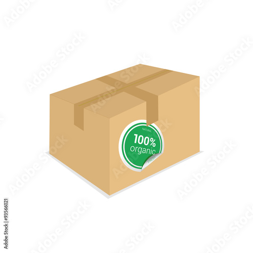 organic sticker on box vector