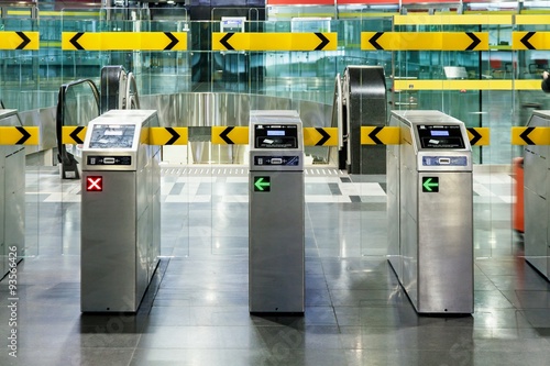 Underground metro station with modern gate