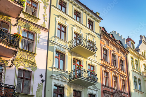 Buildings architecture in old town of Torun, Poland