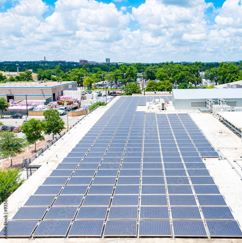 Solar Panels On Urban Rooftop