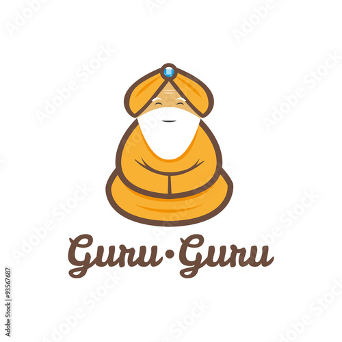 Vector modern minimalistic meditating guru logo